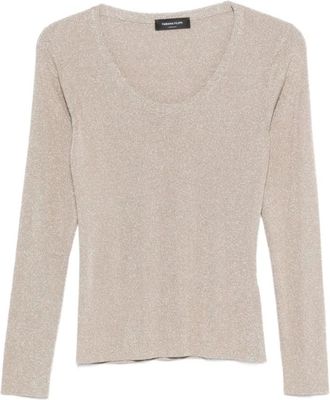 Fabiana Filippi Tops, Dames, Beige, XS, Scoop Neck Fijn Geribbelde Top