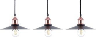 Beliani Beliani - Conjunto de 3 lámparas de techo colgantes estilo industrial metal negro 22 cm Swift s