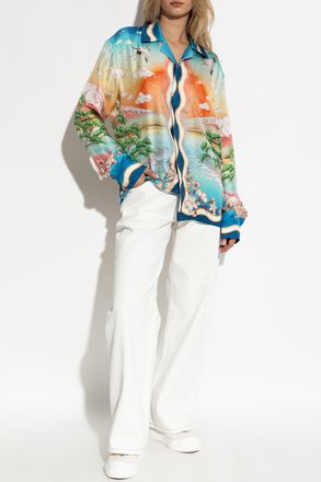 Casablanca Silk Shirt With Print, Womens, Multicolour