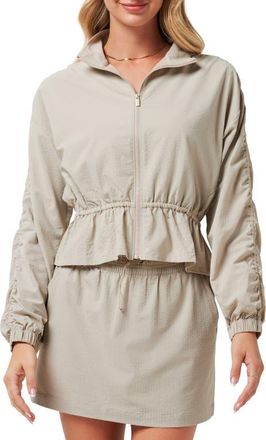 Travis Mathew Timeless Breezeblend Peplum Jacket in Island Fossil at Nordstrom, Size X-Large