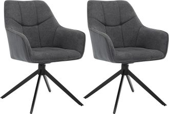 Woltu Juego De 2 Sillas De Comedor Con Patas De Metal. Respaldo Y Asiento Giratorio. En Chenilla Y Pana Gris Oscuro - Woltu