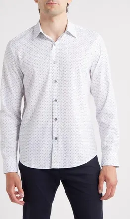 W.R.K Trim Fit Neat Performance Button-Up Shirt in White at Nordstrom, Size Xx-Large