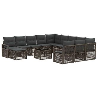 vidaXL Conjunto De Sof&aacute;s De Jard&iacute;n 13 Pcs Gris Rat&aacute;n Sint&eacute;tico Vidaxl