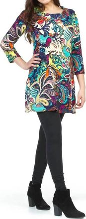 Papillon Multi Colored Paisley Print Sweater Dress In Navy