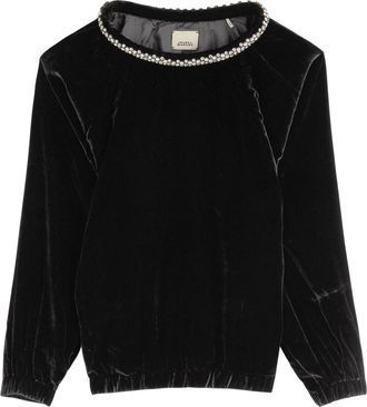 Isabel Marant Bertina Embellished Velvet top - Black - 38 (UK10 / S)