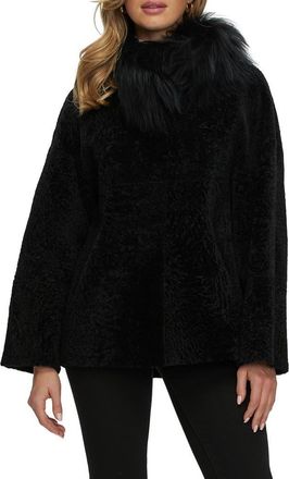 Gorski Reversible Genuine Shearling Jacket with Genuine Shearling Collar in Black at Nordstrom, Size X-Small