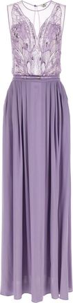 Elisabetta Franchi Purple Crew Neck Long Dress