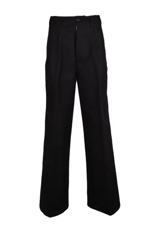 Maison Margiela Wide Leg Cotton Trousers - Black