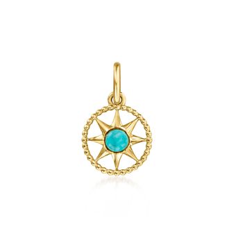 RS Pure by Ross-Simons Turquoise Nautical Star Charm in 14kt Yellow Gold