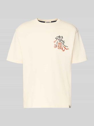 Scotch & Soda T-Shirt mit Label-Stitching in Offwhite, Gr&ouml;&szlig;e XXL