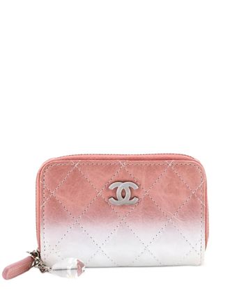 Chanel CC Zip Coin Purse Ombre Quilted Calfskin small wallets - Roze