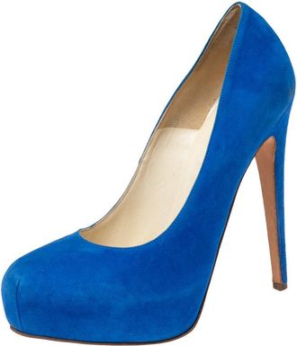 Brian Atwood Royal Blue Suede Maniac Platform Pumps
