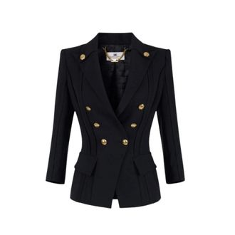 Elisabetta Franchi Blazers, female, Black, Size: M Double-stretch Crepe Jacket