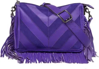 Aim&eacute;e Famous Fringe Large Leather Crossbody in Royal Purple Chevron at Nordstrom