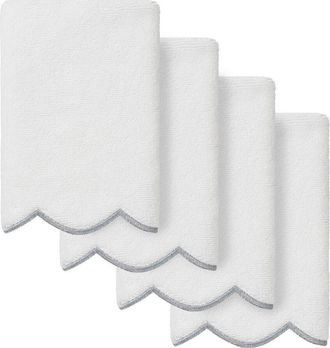 Linum Home Textiles 100% Turkish Cotton Adornia Scallop 4Pc Fingertip Towel Set