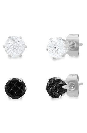 HMY Jewelry Stainless Steel Stud Earring Set in Metallic at Nordstrom Rack