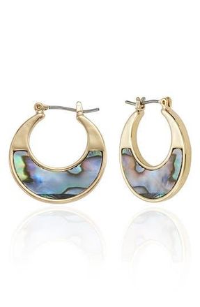 Ettika Abalone Inlay Hoop Earrings in Gold at Nordstrom Rack