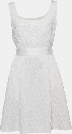 Carolina Herrera White Textured Jacquard Sleeveless Mini Dress