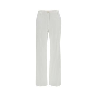 Alberto Biani Straight Trousers, female, White, Size: M Straight Trousers