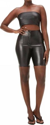 Good American Leather Bike Short In Black