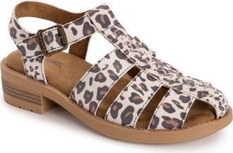 Muk Luks Womens Vanilla Fisherman Sandal in Cream Leopard at Nordstrom, Size 6.5