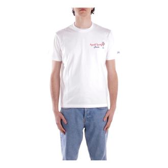 Saint Barth Tops, Heren, Wit, M, Katoen, Logo Front T-shirts en Polos