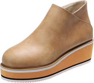 Generic Plus Size Platform Boots with Thick Sole, Short Womens Boots with Round Toe, Side Zip, Plain Colour, Casual Boots in International Style, Seasonal Sho