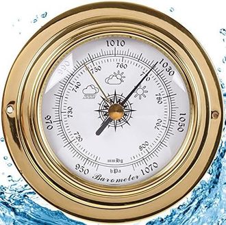 OEM Estaci&oacute;n Meteorol&oacute;gica Con Term&oacute;metro E Higr&oacute;metro, Caja De Lat&oacute;n De 98 Mm (3,8 Pulgadas), Reloj De Mareas, Pron&oacute;stico Del Tiempo, Accesorio Para Barc