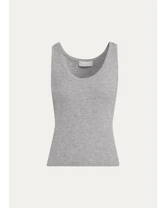 Brunello Cucinelli Sparkle Rib Knit Tank Top