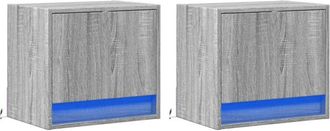 vidaXL Vidaxl - Mesitas De Noche De Pared Con Luces Led 2 Unidades Gris Sonoma