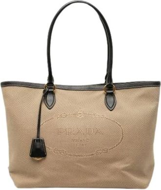 Prada Pre-owned Tote Bags, female, Brown, Size: ONE SIZE Pre-owned Canvas Tote Bag