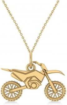 Allurez Motorcycle Charm Mens Pendant Necklace 14K Yellow Gold