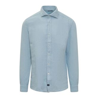 Fay Casual Shirts, male, Blue, Size: 2XL Long-sleeved Shirt