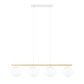 Wonderlamp L&aacute;mpara colgante estilo minimalista con estructura dorada y 4 esferas