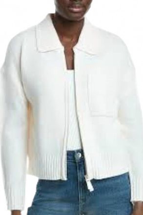 dh New York Pocket Zip Sweater In White