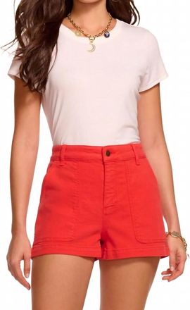 Ramy Brook Hilary High Rise Patch Pockets Short In Crimson