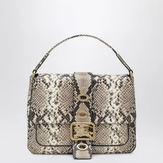 Burberry Small Rider bag in calf leather, Natural/Dk Brown