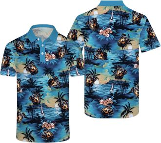 Generic Custom Polo Shirts with Face Photo Golf Shirt Design Your Own Personalized Hawaiian Short Sleeve Performance (UK, Alpha, 5XL, Regular, Regular, 1)