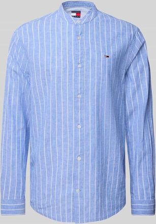 Tommy Jeans Regular Fit Freizeithemd aus Baumwoll-Leinen-Mix in Bleu, Größe XXL