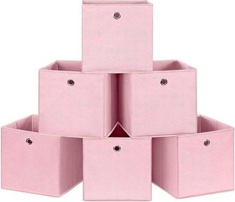 No Brand Un Conjunto De 6 Cajas De Almacenamiento Plegables, De Color Rosa, De 30x30x30 Cm, Resistentes, Duraderas Y Que Ahorran Espacio