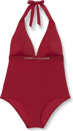 Tommy Hilfiger Womens Halter ONE Piece (EXT Sizes) UW0UW05850, Red, M