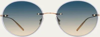 Barton Perreira Rigby Golden Titanium & Acetate Round Sunglasses