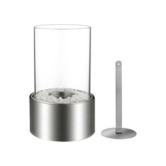 Dmora Chimenea De Bioetanol Dschroffenegge, Chimenea Ecol&oacute;gica, Hogar Sin Humo, Made In Italy, 16x16 H27 Cm, Plata Y Transparente - Dmora