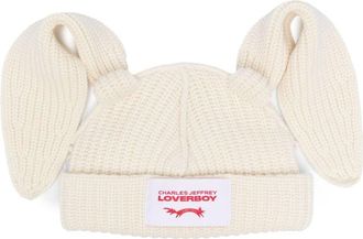 Charles Jeffrey Loverboy floppy-bunny-ears beanie - unisex - Recycled Wool/Recycled Nylon - One Size - Neutrals