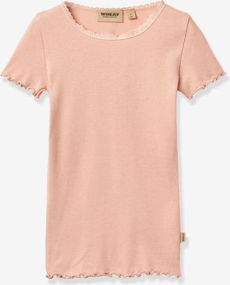 Wheat Rippen T-Shirt mit Spitze M&auml;dchen Wheat rosa aprikose