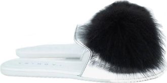 Joshua Sanders Silver Calfskin Womens Mules