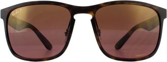 Ray-Ban Square Matte Havana Brown Polarized Mirror Chromance RB4264 Sunglasses