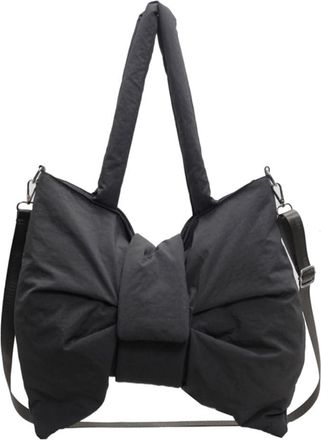 Generic Women Bowknot Shaped Shoulder Bag Adjustable Strap Nylon Underarm Bag Solid Color Puffer Bag Large Capacity Satchel Purse for Travel Shopping (03)