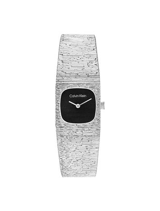 Calvin Klein Womens Square Case Textured Bracelet Watch - Black - OS