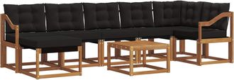 vidaXL Conjunto De Sof&aacute;s De Exterior 8 Uds. Natural Y Negro Vidaxl
